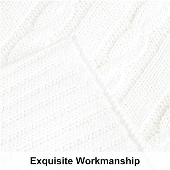 Cotton Cable Knit Throw Blanket, Super Soft Warm 51x67 Knitted Throw Blanket - Picture 3 of 7